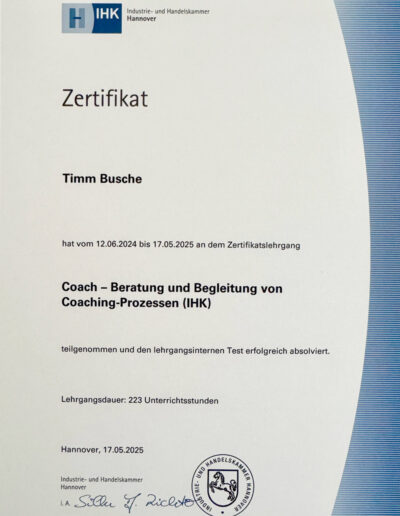 IHK Zertifikat Coach – Beratung und Begleitung von Coaching-Prozessen(IHK)